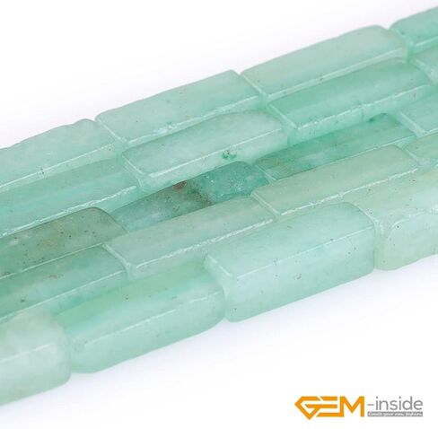GEM-Inside 4x13mm Natural Green Aventurine Jade Rectangular Square Tube Cube Cuboid Column Semi Precious Chakras Stone Beads Gree for Jewelry Making DIY Handmade Craft Supplies 15" in Kuwait