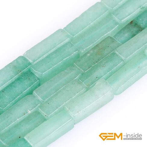 GEM-Inside 4x13mm Natural Green Aventurine Jade Rectangular Square Tube Cube Cuboid Column Semi Precious Chakras Stone Beads Gree for Jewelry Making DIY Handmade Craft Supplies 15" in Kuwait