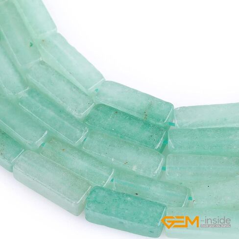GEM-Inside 4x13mm Natural Green Aventurine Jade Rectangular Square Tube Cube Cuboid Column Semi Precious Chakras Stone Beads Gree for Jewelry Making DIY Handmade Craft Supplies 15" in Kuwait
