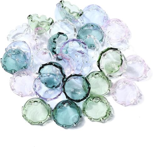 Liqunsweet 30 pcs 5 ألوان زهرة الزجاج مخروطات حبة نصف جولة جولة حبة للرياح الدقاء صنع سوار المجوهر in Saudi Arabia