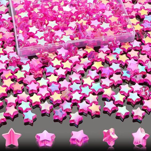 Evermarket 100 PCS Bracelets Acrylic Star ، حبات فاصل نجمة 11 ملم مع صندوق ، حبات كريستال فضفاضة لإكسسوارات قلادات الحرف DIY (الأزرق الفاتح) in Saudi Arabia