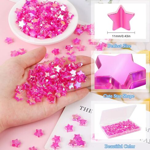 Evermarket 100 PCS Bracelets Acrylic Star ، حبات فاصل نجمة 11 ملم مع صندوق ، حبات كريستال فضفاضة لإكسسوارات قلادات الحرف DIY (الأزرق الفاتح) in Saudi Arabia