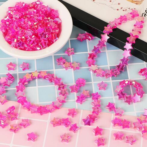 Evermarket 100 PCS Bracelets Acrylic Star ، حبات فاصل نجمة 11 ملم مع صندوق ، حبات كريستال فضفاضة لإكسسوارات قلادات الحرف DIY (الأزرق الفاتح) in Saudi Arabia