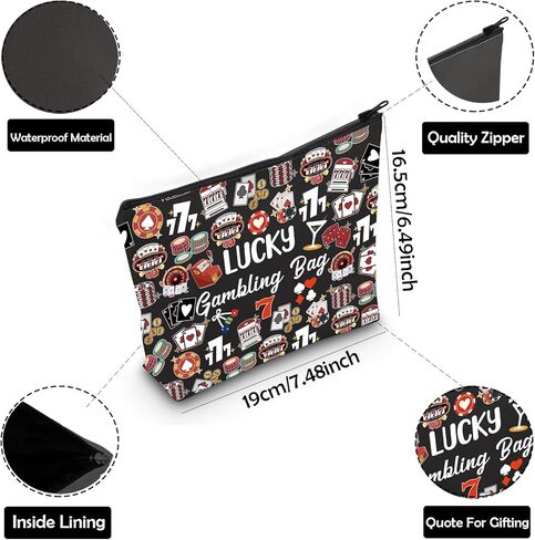 ZJXHPO Casino Lover Gift Lucky Gambling Bag Hangbag Cash Bag for Gambler Poker Player (BL Lucky) in Kuwait