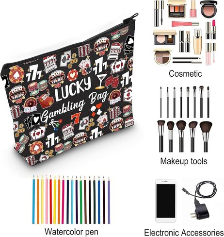 ZJXHPO Casino Lover Gift Lucky Gambling Bag Hangbag Cash Bag for Gambler Poker Player (BL Lucky) in Kuwait