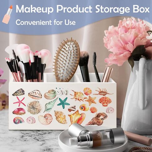 SNNDER Cosatal Beach Seashell Pen Holder for Desk, Beach Office Decor, Gifts for a Beach Lover, Preppy Beach Wooden Pen Pencil Holder Organizer for Home Office Desk Accessories in Kuwait