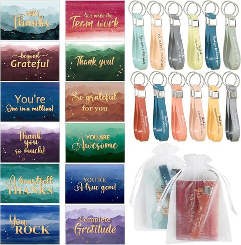 108Pcs Employee Appreciation Gifts Bulk Thank You Cards Keychains with Organza Bags Inspirational Key Chains Thank You Gifts for Coworkers Teachers Social Worker Staff Business Office Graduation in Kuwait