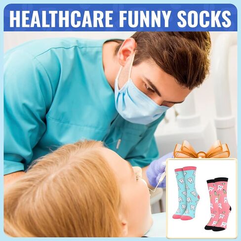 sockfun Women Teeth Dental Pineapple Library Card Chicken Bee Socks, Dentist Fruit Reading Animal Lover Gifts In 2 Pack in Kuwait