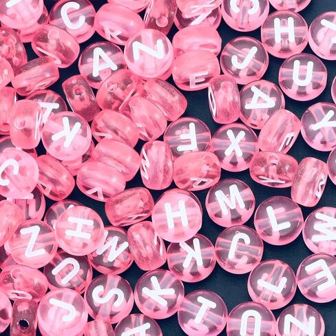 1600Pcs Pink and White Round Letter Beads A-Z, 4X7mm Acrylic Alphabet Beads for Friendship Bracelets Making in Saudi Arabia