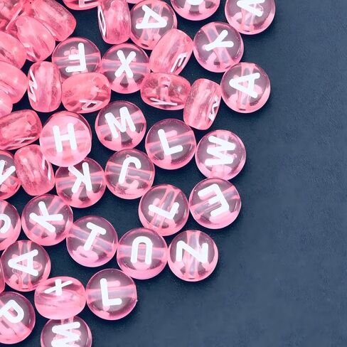 1600Pcs Pink and White Round Letter Beads A-Z, 4X7mm Acrylic Alphabet Beads for Friendship Bracelets Making in Saudi Arabia
