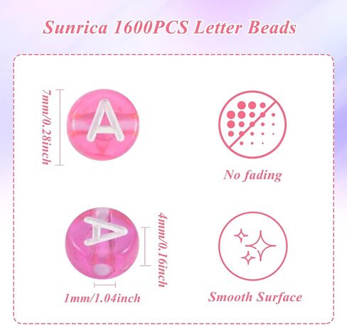 1600Pcs Pink and White Round Letter Beads A-Z, 4X7mm Acrylic Alphabet Beads for Friendship Bracelets Making in Saudi Arabia