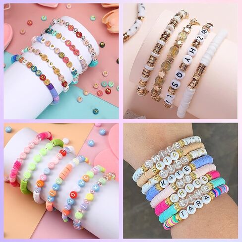1600Pcs Pink and White Round Letter Beads A-Z, 4X7mm Acrylic Alphabet Beads for Friendship Bracelets Making in Saudi Arabia