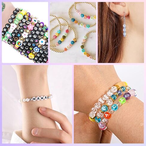1600Pcs Pink and White Round Letter Beads A-Z, 4X7mm Acrylic Alphabet Beads for Friendship Bracelets Making in Saudi Arabia
