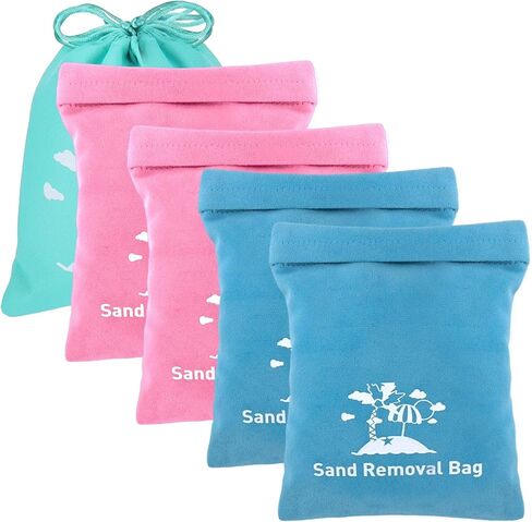 Mity rain 4PCS Sand Remover for Beach,Sand Wipe Off Mitts Sand Removal Bag, Sand Free Beach Accessories Essentials for Woman Kids (White), Small in Kuwait