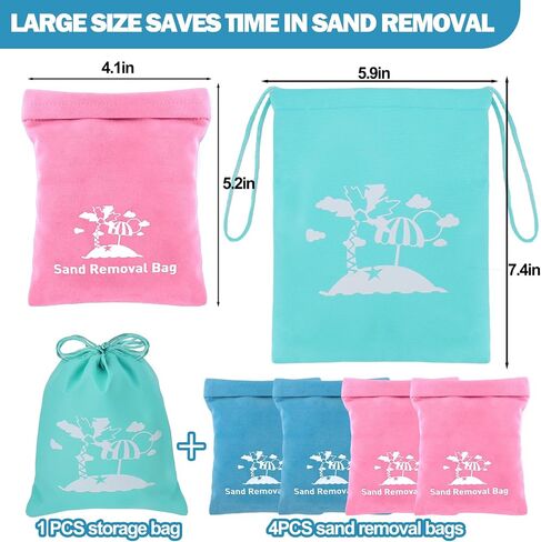 Mity rain 4PCS Sand Remover for Beach,Sand Wipe Off Mitts Sand Removal Bag, Sand Free Beach Accessories Essentials for Woman Kids (White), Small in Kuwait