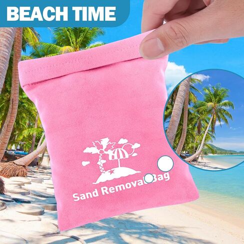 Mity rain 4PCS Sand Remover for Beach,Sand Wipe Off Mitts Sand Removal Bag, Sand Free Beach Accessories Essentials for Woman Kids (White), Small in Kuwait