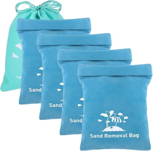 Mity rain 4PCS Sand Remover for Beach,Sand Wipe Off Mitts Sand Removal Bag, Sand Free Beach Accessories Essentials for Woman Kids (White), Small in Kuwait