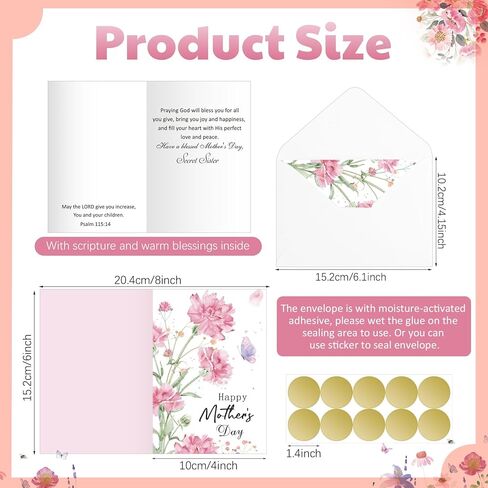 24 Pcs Secret Sister Greeting Cards with Scripture for Christian Women Secret Sister Cards with Envelopes Stickers for Women Birthday Christmas Easter Thinking of You All Occasion(Style1) in Kuwait