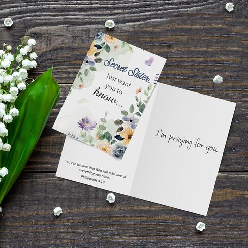 24 Pcs Secret Sister Greeting Cards with Scripture for Christian Women Secret Sister Cards with Envelopes Stickers for Women Birthday Christmas Easter Thinking of You All Occasion(Style1) in Kuwait