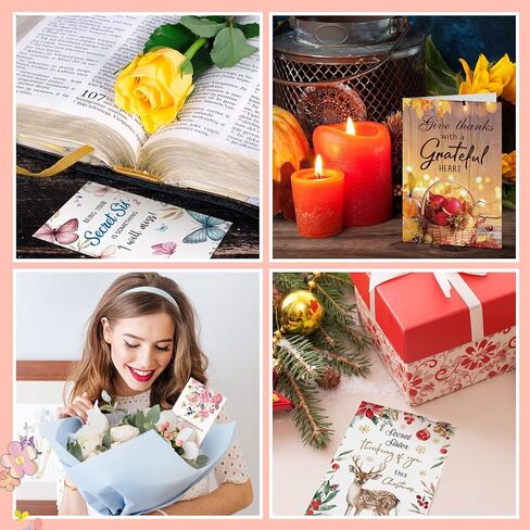24 Pcs Secret Sister Greeting Cards with Scripture for Christian Women Secret Sister Cards with Envelopes Stickers for Women Birthday Christmas Easter Thinking of You All Occasion(Style1) in Kuwait
