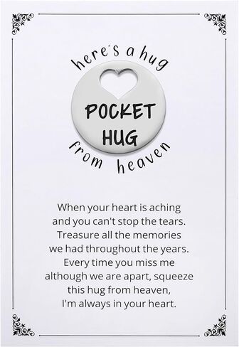 Ralukiia Pocket Hug from Heaven, Metal Engraved Token, Memorial Gift for Loss of Mom Dad Son Daughter Husband Wife Grandpa Grandma Brother Sister, Sympathy Condolence Gifts, Silver in Saudi Arabia
