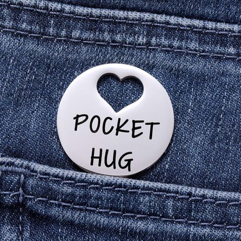 Ralukiia Pocket Hug from Heaven, Metal Engraved Token, Memorial Gift for Loss of Mom Dad Son Daughter Husband Wife Grandpa Grandma Brother Sister, Sympathy Condolence Gifts, Silver in Saudi Arabia