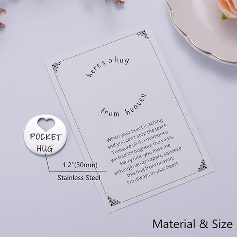 Ralukiia Pocket Hug from Heaven, Metal Engraved Token, Memorial Gift for Loss of Mom Dad Son Daughter Husband Wife Grandpa Grandma Brother Sister, Sympathy Condolence Gifts, Silver in Saudi Arabia
