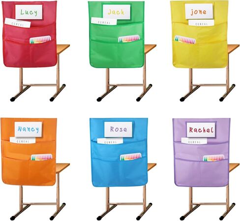 Chair Pockets Chairback Buddy Pocket Black, Large and Ample Back of Chair Organizer with Name Slot and Storage Pockets for Kids in Classroom, 19 * 16 in in Saudi Arabia