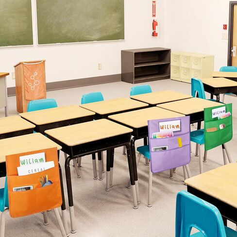 Chair Pockets Chairback Buddy Pocket Black, Large and Ample Back of Chair Organizer with Name Slot and Storage Pockets for Kids in Classroom, 19 * 16 in in Saudi Arabia