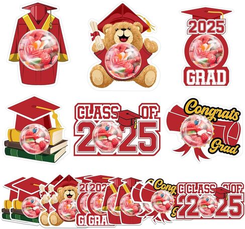 30 حزمة التخرج حفل تفضيل فئة 2025 تخرج DIY CANDY CARDS BEAR CAP TASSEL مع حامل شوكولاتة CLAY DOME CANDY للهدايا GIFTS (Blue) in Kuwait