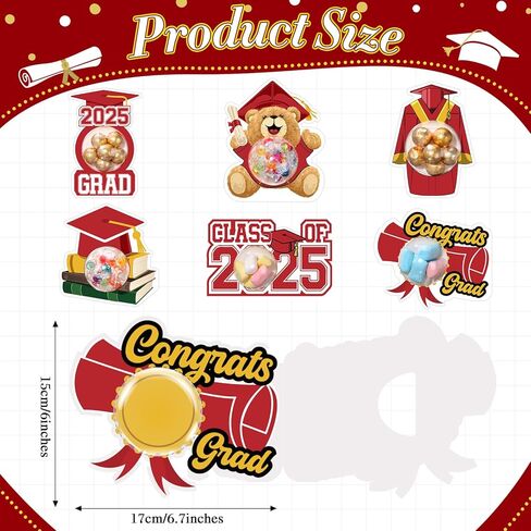 30 حزمة التخرج حفل تفضيل فئة 2025 تخرج DIY CANDY CARDS BEAR CAP TASSEL مع حامل شوكولاتة CLAY DOME CANDY للهدايا GIFTS (Blue) in Kuwait