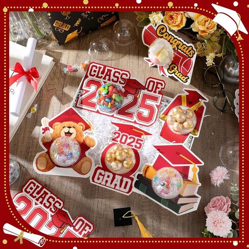 30 حزمة التخرج حفل تفضيل فئة 2025 تخرج DIY CANDY CARDS BEAR CAP TASSEL مع حامل شوكولاتة CLAY DOME CANDY للهدايا GIFTS (Blue) in Kuwait