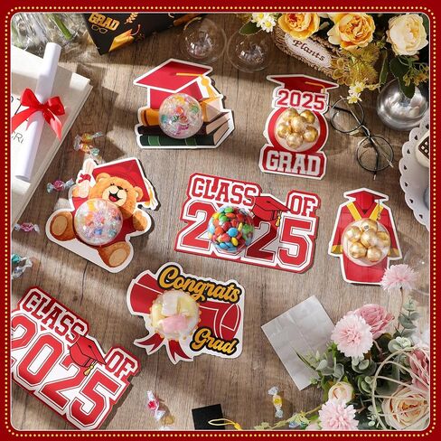 30 حزمة التخرج حفل تفضيل فئة 2025 تخرج DIY CANDY CARDS BEAR CAP TASSEL مع حامل شوكولاتة CLAY DOME CANDY للهدايا GIFTS (Blue) in Kuwait