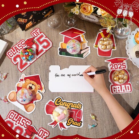 30 حزمة التخرج حفل تفضيل فئة 2025 تخرج DIY CANDY CARDS BEAR CAP TASSEL مع حامل شوكولاتة CLAY DOME CANDY للهدايا GIFTS (Blue) in Kuwait