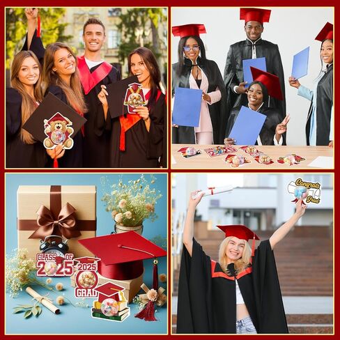 30 حزمة التخرج حفل تفضيل فئة 2025 تخرج DIY CANDY CARDS BEAR CAP TASSEL مع حامل شوكولاتة CLAY DOME CANDY للهدايا GIFTS (Blue) in Kuwait