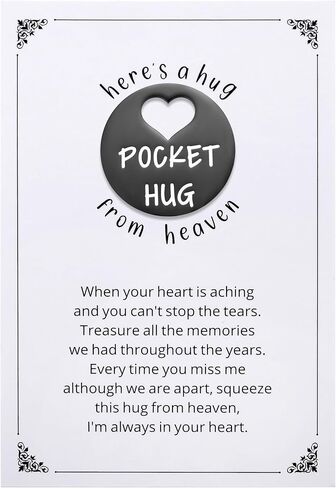 Ralukiia Pocket Hug from Heaven, Metal Engraved Token, Memorial Gift for Loss of Mom Dad Son Daughter Husband Wife Grandpa Grandma Brother Sister, Sympathy Condolence Gifts, Silver in Saudi Arabia