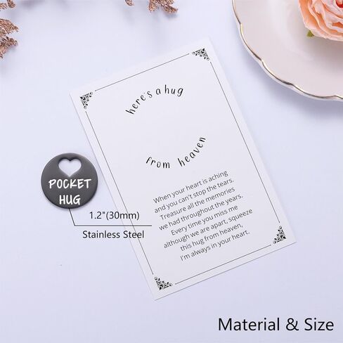 Ralukiia Pocket Hug from Heaven, Metal Engraved Token, Memorial Gift for Loss of Mom Dad Son Daughter Husband Wife Grandpa Grandma Brother Sister, Sympathy Condolence Gifts, Silver in Saudi Arabia