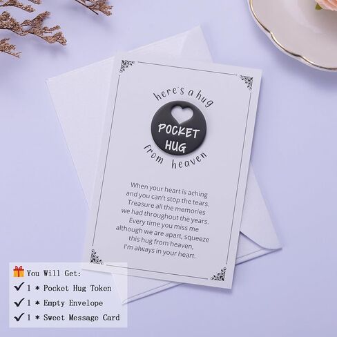 Ralukiia Pocket Hug from Heaven, Metal Engraved Token, Memorial Gift for Loss of Mom Dad Son Daughter Husband Wife Grandpa Grandma Brother Sister, Sympathy Condolence Gifts, Silver in Saudi Arabia