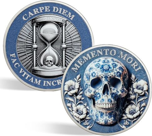 churyuml memento mori coin coin diem coins ملهمة الرمز المميز للتذكير stoic للتأملات اليومية الرائعة هدايا الردودة الباردة التحدي الجمجمة الشجاعة in Saudi Arabia