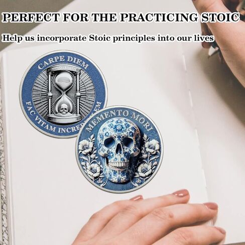 churyuml memento mori coin coin diem coins ملهمة الرمز المميز للتذكير stoic للتأملات اليومية الرائعة هدايا الردودة الباردة التحدي الجمجمة الشجاعة in Saudi Arabia