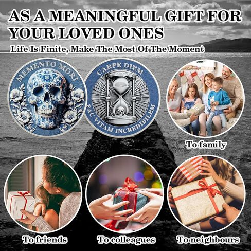 churyuml memento mori coin coin diem coins ملهمة الرمز المميز للتذكير stoic للتأملات اليومية الرائعة هدايا الردودة الباردة التحدي الجمجمة الشجاعة in Saudi Arabia