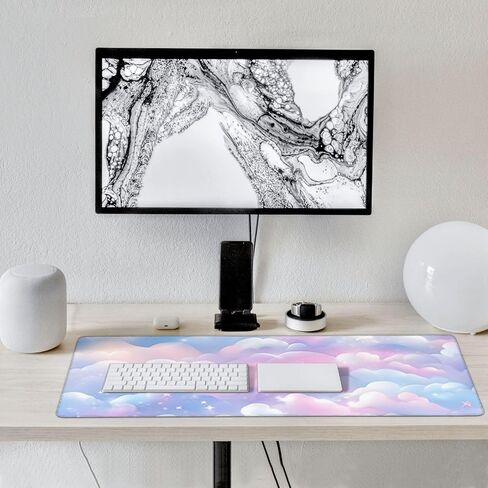 Pink Galaxy Cloud Large Mouse Pad Non-Slip Desk Mat for Keyboard and Mouse Waterproof Gaming Mousepad Desk Pad Computer Accessories for Home Office 15.7x35.4Inch in Saudi Arabia