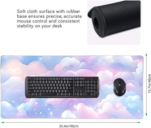 Pink Galaxy Cloud Large Mouse Pad Non-Slip Desk Mat for Keyboard and Mouse Waterproof Gaming Mousepad Desk Pad Computer Accessories for Home Office 15.7x35.4Inch in Saudi Arabia
