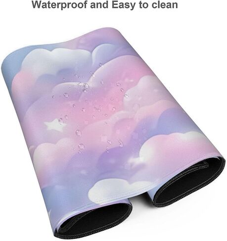 Pink Galaxy Cloud Large Mouse Pad Non-Slip Desk Mat for Keyboard and Mouse Waterproof Gaming Mousepad Desk Pad Computer Accessories for Home Office 15.7x35.4Inch in Saudi Arabia