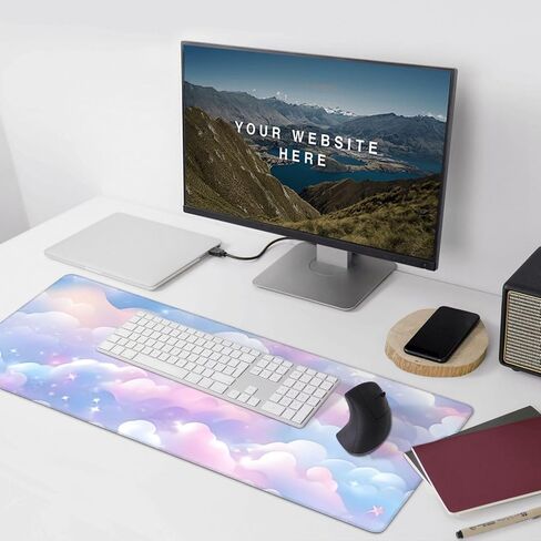 Pink Galaxy Cloud Large Mouse Pad Non-Slip Desk Mat for Keyboard and Mouse Waterproof Gaming Mousepad Desk Pad Computer Accessories for Home Office 15.7x35.4Inch in Saudi Arabia