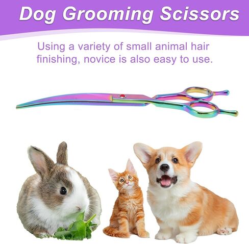 Dog Grooming Scissors, with Ergonomic Handle, Pet Grooming Scissors, Downward Curved Dog Clippers, Curved Shears for Pets, Blue, 7.5inch in Kuwait