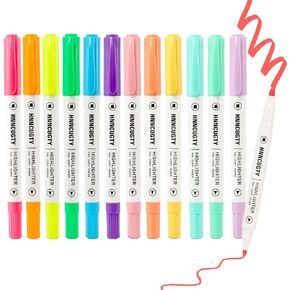 هايلايتر، ألوان باستيل هايلايتر متنوعة، أقلام تحديد هايلايتر لطيفة ذات أطراف مزدوجة، طرف إزميل، هايلايتر جمالي لتدوين الملاحظات اليومية، لوازم مكتب المدرسة الإعدادية، 12 عبوة in Kuwait