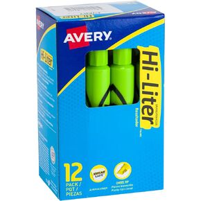 AVERY Hi-Liter Desk-Style Highlighters, Smear Safe Ink, Chisel Tip, 12 Fluorescent Green Highlighters (24020)