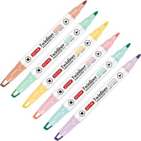 ZEYAR Clear View Tip Highlighter, Dual Tips Marker Pen, See-Through Chisel Tip and Fine Tip, Water Based, Assorted Colors, Quick Dry,No bleed(6 Macaron Colors)