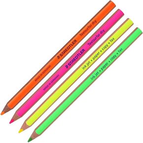 Staedtler Textsurfer Dry Highlighter Pencil 128 64 Drawing for Writing Sketching Inkjet,Paper,Copy,fax(Pack of 4) (Color Mix-4 Pencils) by Staedtler